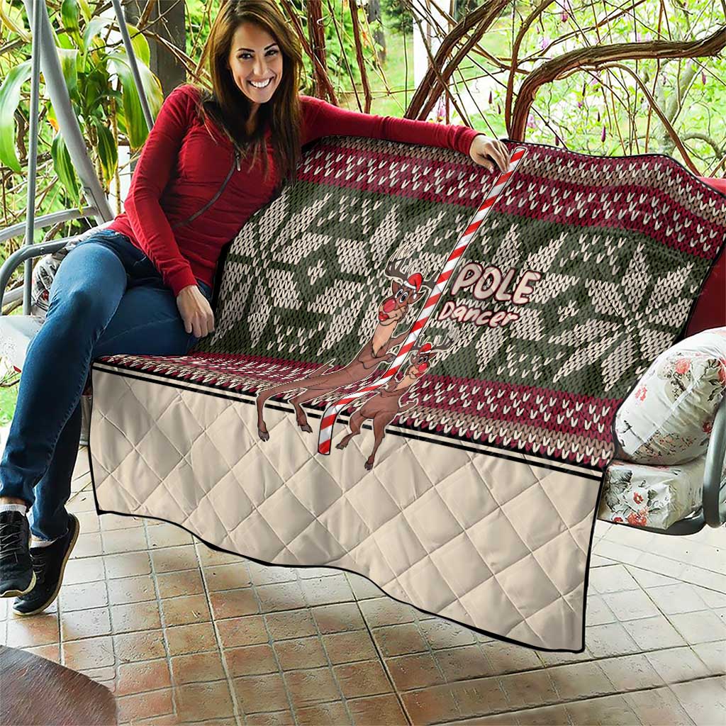 Funny Pole Dancer Reindeer Christmas Quilt Xmas Holiday Patterns - Wonder Print Shop