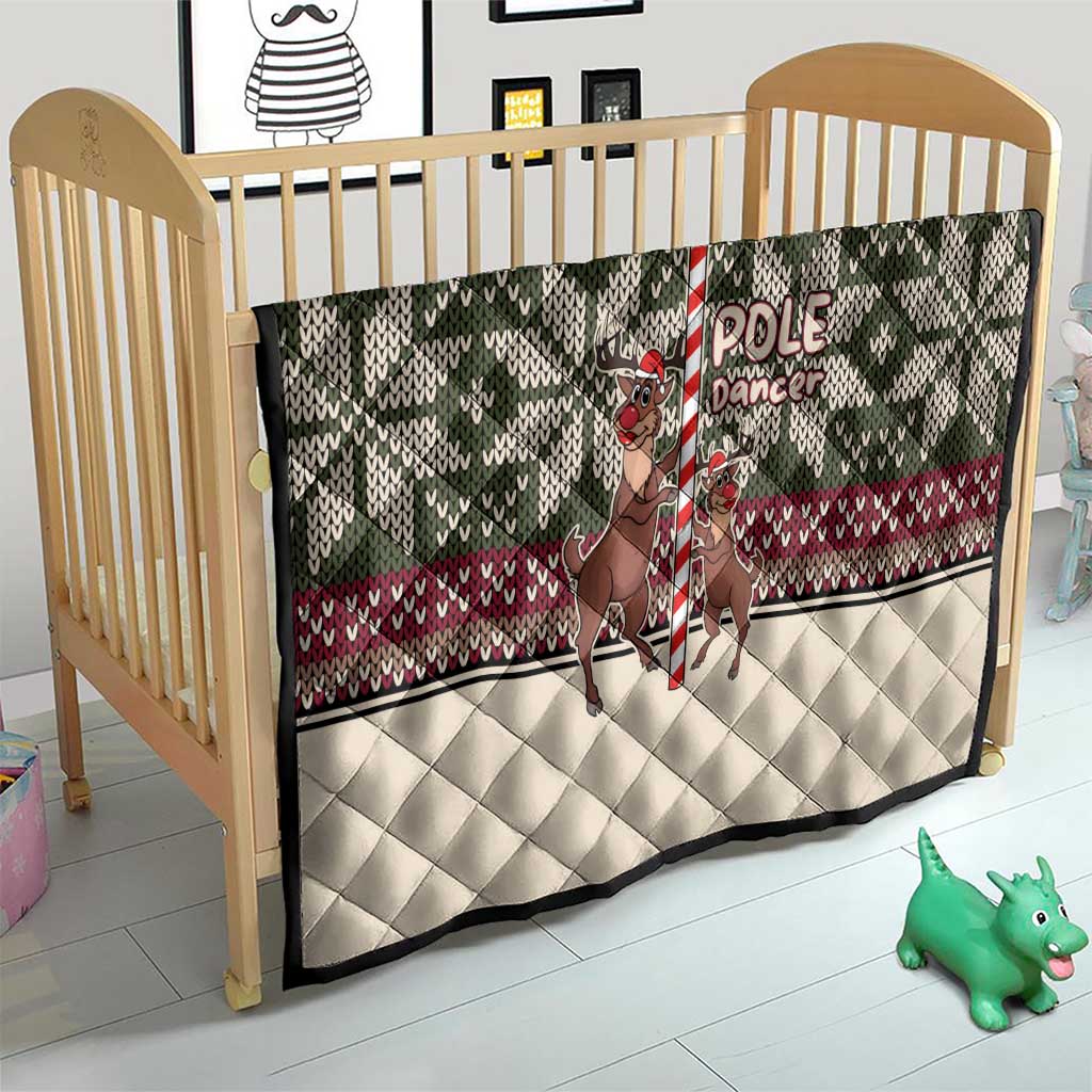 Funny Pole Dancer Reindeer Christmas Quilt Xmas Holiday Patterns - Wonder Print Shop
