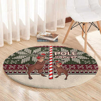 Funny Pole Dancer Reindeer Christmas Round Carpet Xmas Holiday Patterns - Wonder Print Shop