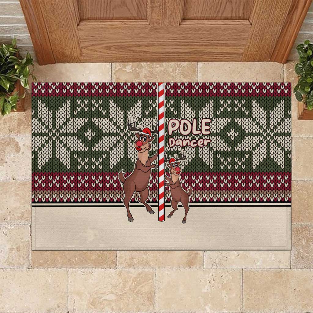 Funny Pole Dancer Reindeer Christmas Rubber Doormat Xmas Holiday Patterns - Wonder Print Shop