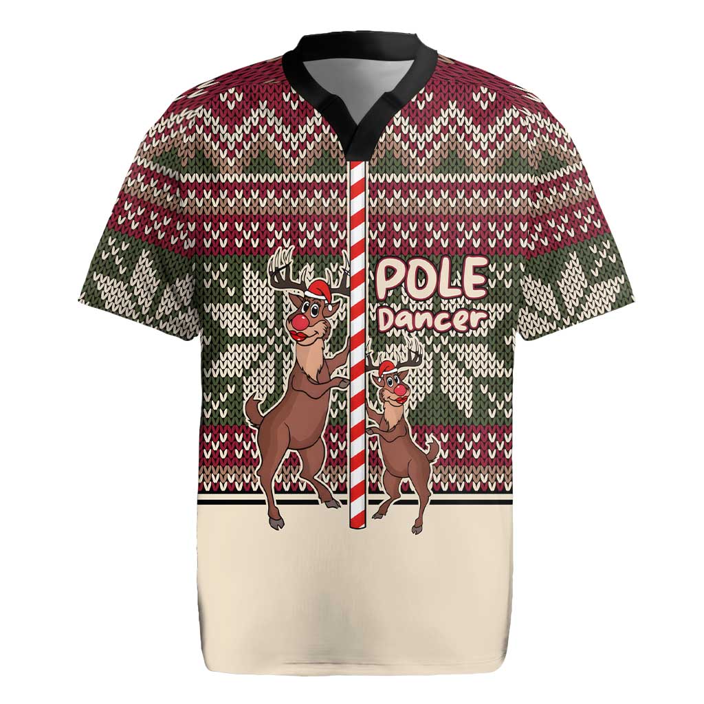 Funny Pole Dancer Reindeer Christmas Rugby Jersey Xmas Holiday Patterns - Wonder Print Shop