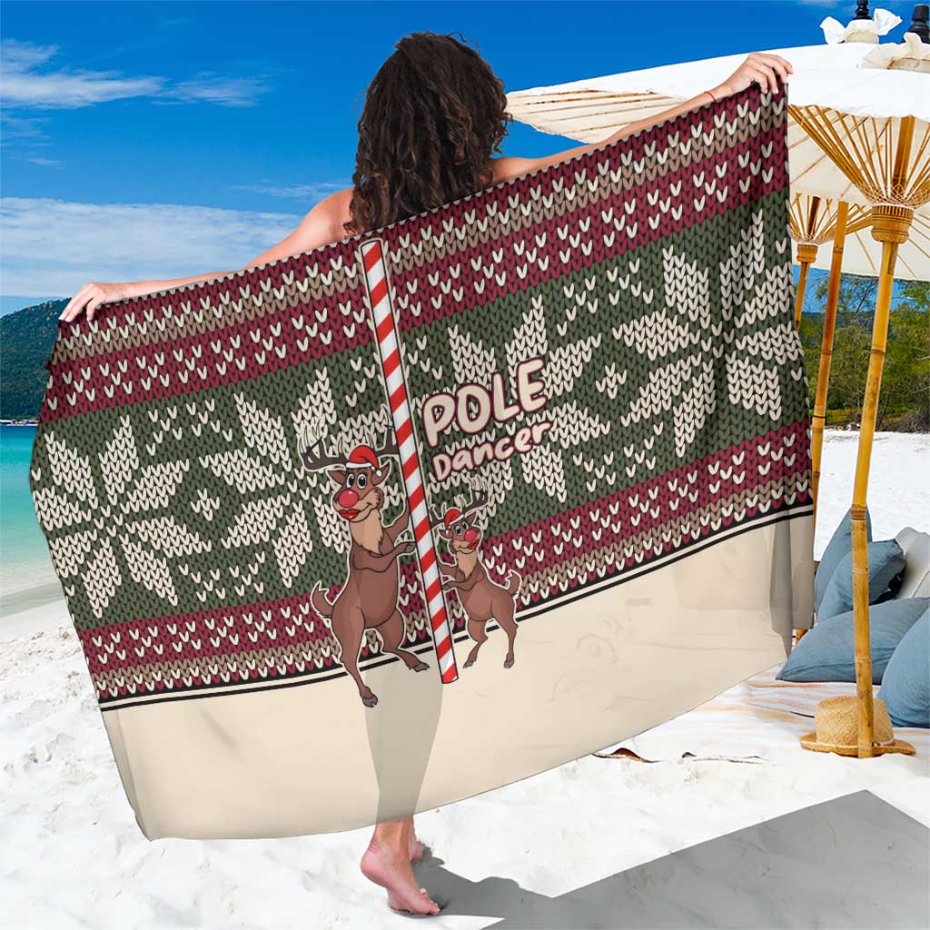 Funny Pole Dancer Reindeer Christmas Sarong Xmas Holiday Patterns - Wonder Print Shop