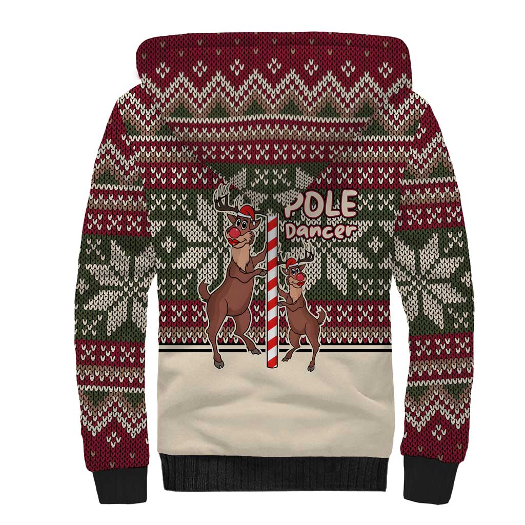 Funny Pole Dancer Reindeer Christmas Sherpa Hoodie Xmas Holiday Patterns - Wonder Print Shop