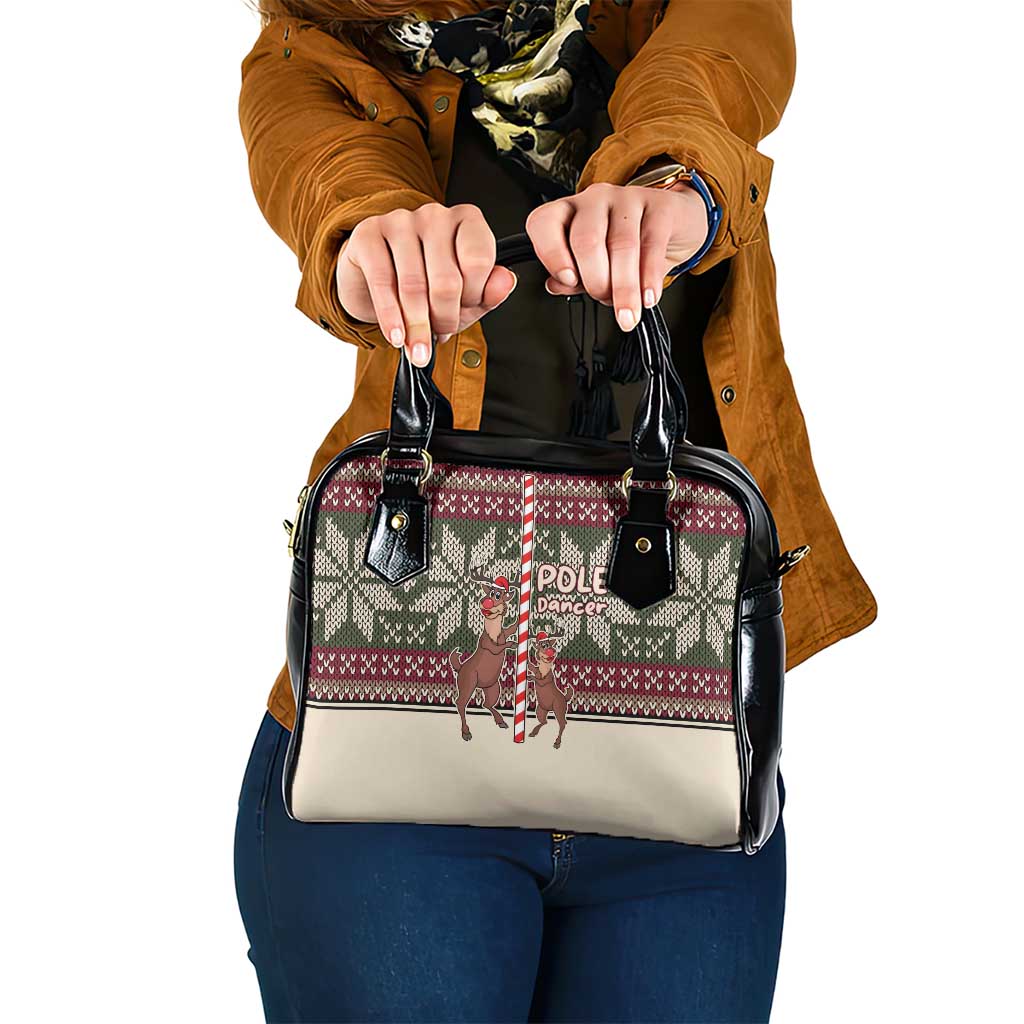 Funny Pole Dancer Reindeer Christmas Shoulder Handbag Xmas Holiday Patterns - Wonder Print Shop