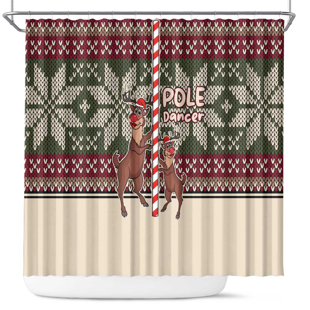 Funny Pole Dancer Reindeer Christmas Shower Curtain Xmas Holiday Patterns - Wonder Print Shop
