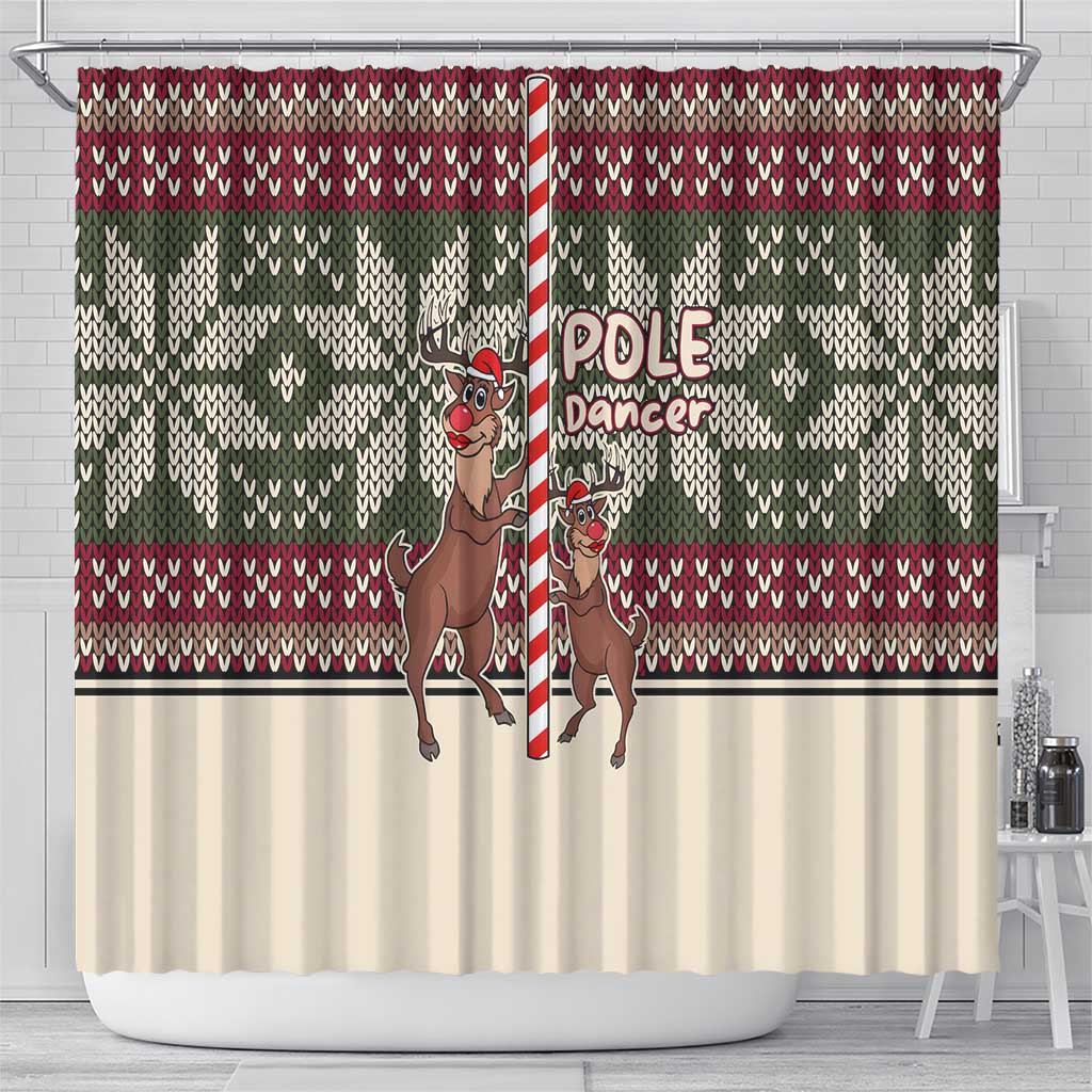 Funny Pole Dancer Reindeer Christmas Shower Curtain Xmas Holiday Patterns - Wonder Print Shop