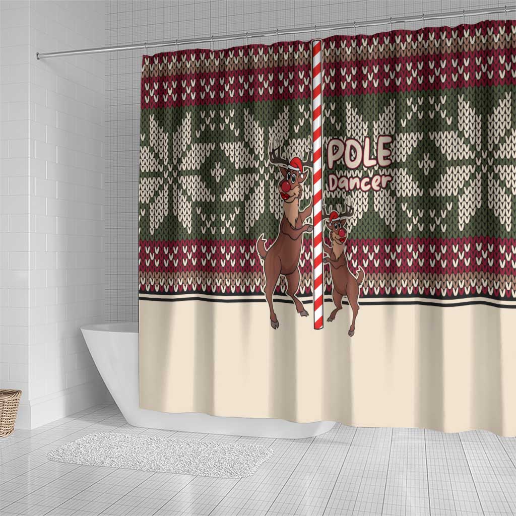 Funny Pole Dancer Reindeer Christmas Shower Curtain Xmas Holiday Patterns - Wonder Print Shop