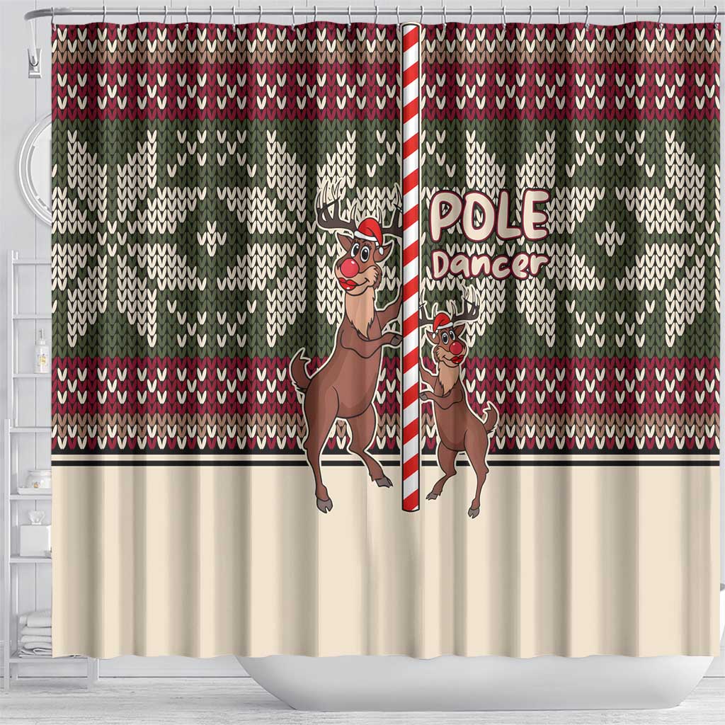 Funny Pole Dancer Reindeer Christmas Shower Curtain Xmas Holiday Patterns - Wonder Print Shop