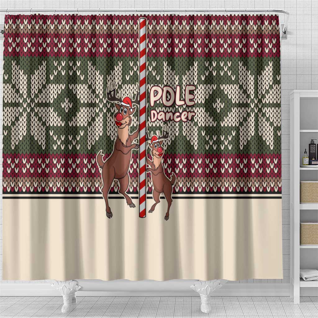 Funny Pole Dancer Reindeer Christmas Shower Curtain Xmas Holiday Patterns - Wonder Print Shop