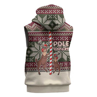 Funny Pole Dancer Reindeer Christmas Sleeveless Hoodie Xmas Holiday Patterns - Wonder Print Shop