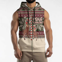Funny Pole Dancer Reindeer Christmas Sleeveless Zip Hoodie Xmas Holiday Patterns - Wonder Print Shop