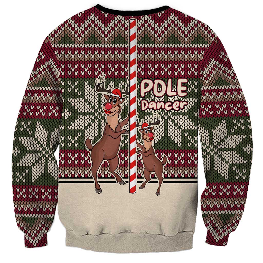 Funny Pole Dancer Reindeer Christmas Sweatshirt Xmas Holiday Patterns - Wonder Print Shop