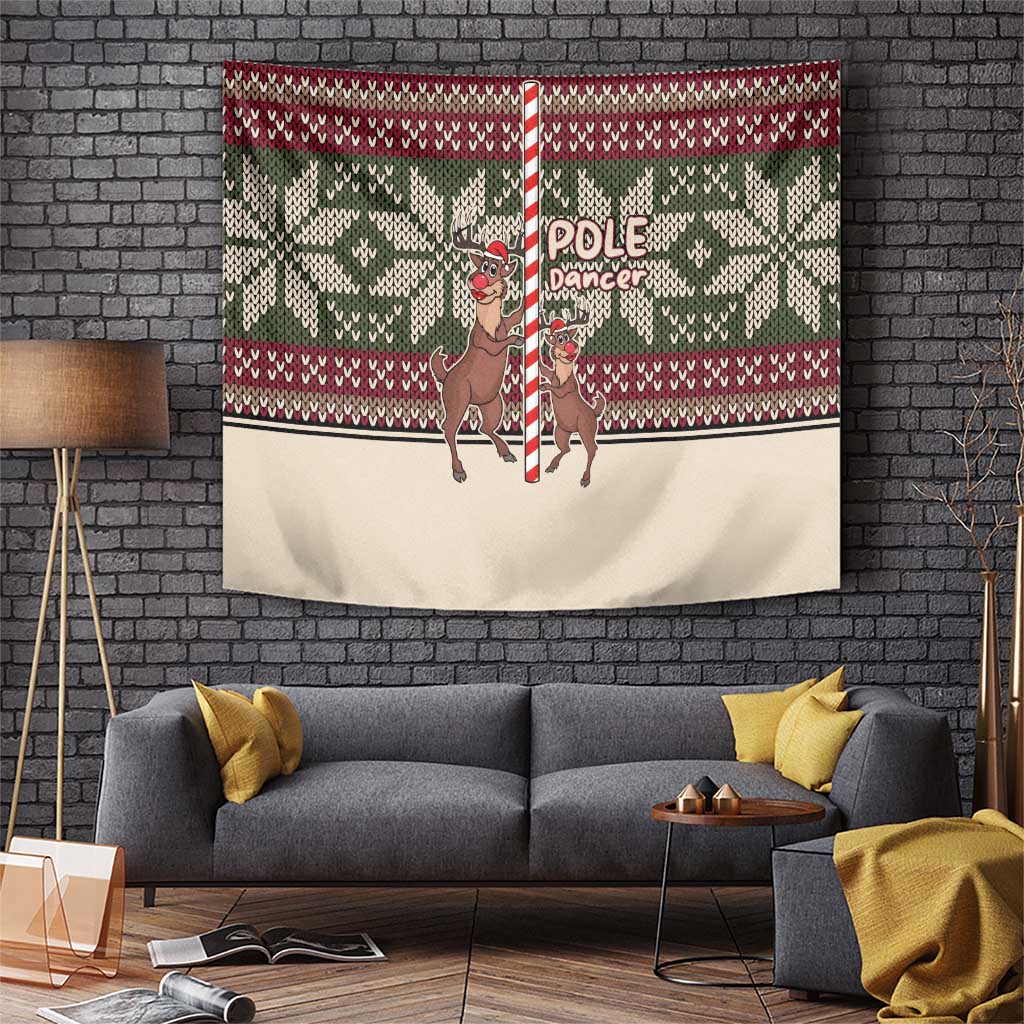 Funny Pole Dancer Reindeer Christmas Tapestry Xmas Holiday Patterns - Wonder Print Shop