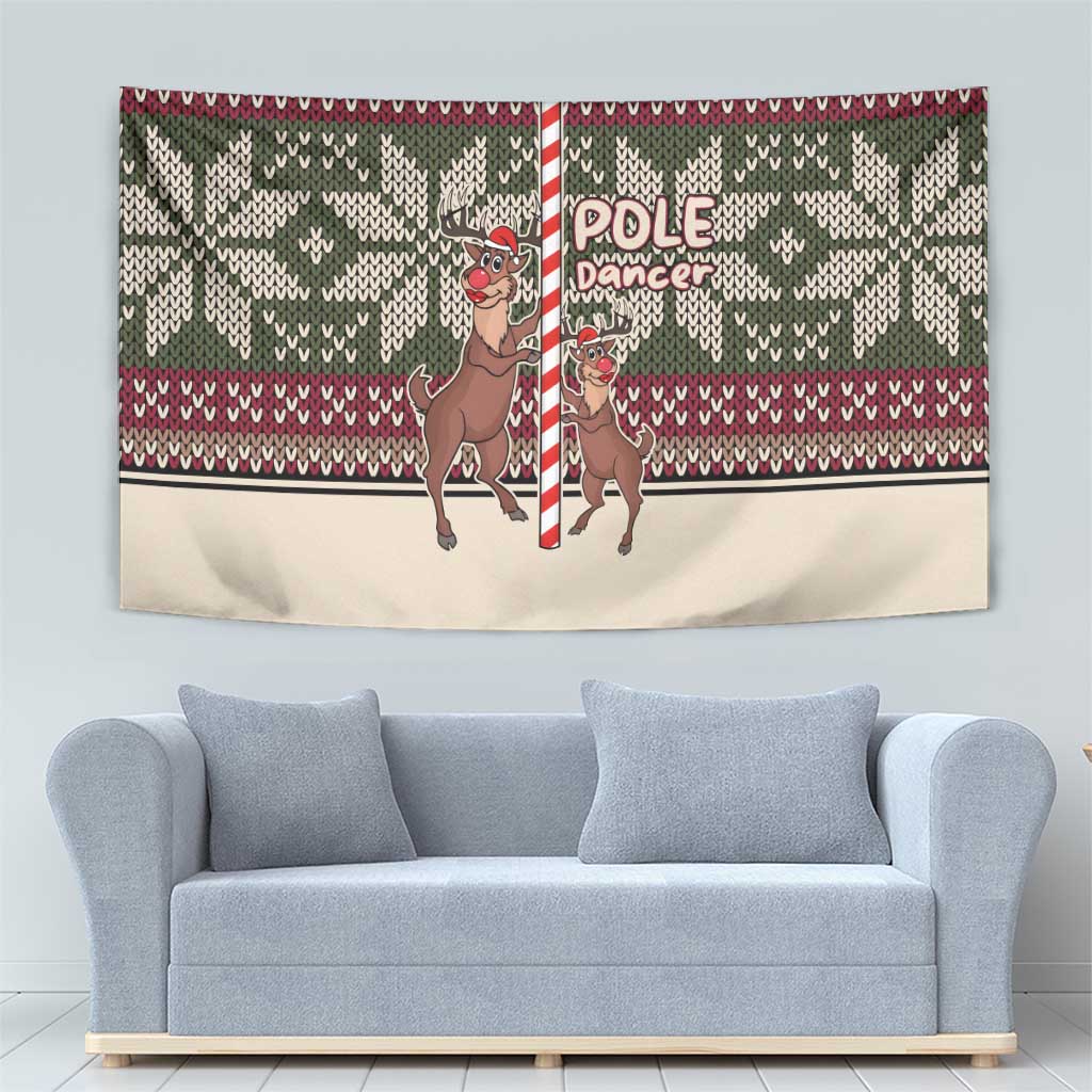 Funny Pole Dancer Reindeer Christmas Tapestry Xmas Holiday Patterns - Wonder Print Shop