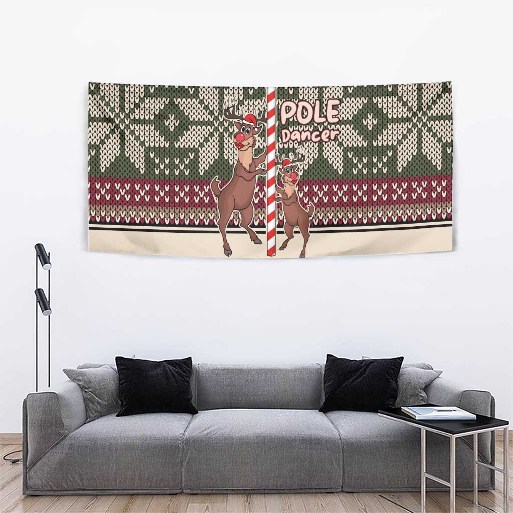 Funny Pole Dancer Reindeer Christmas Tapestry Xmas Holiday Patterns - Wonder Print Shop