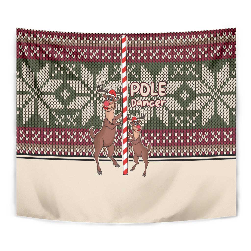 Funny Pole Dancer Reindeer Christmas Tapestry Xmas Holiday Patterns - Wonder Print Shop
