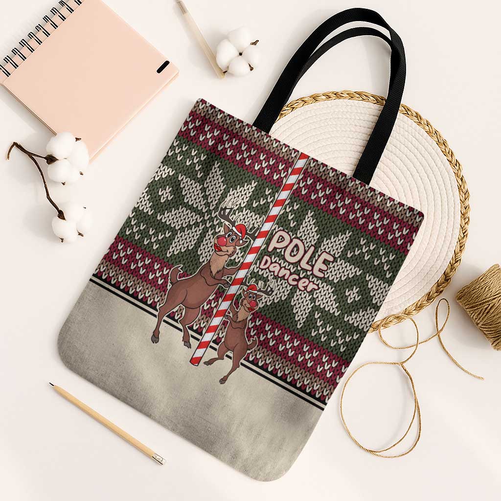 Funny Pole Dancer Reindeer Christmas Tote Bag Xmas Holiday Patterns - Wonder Print Shop