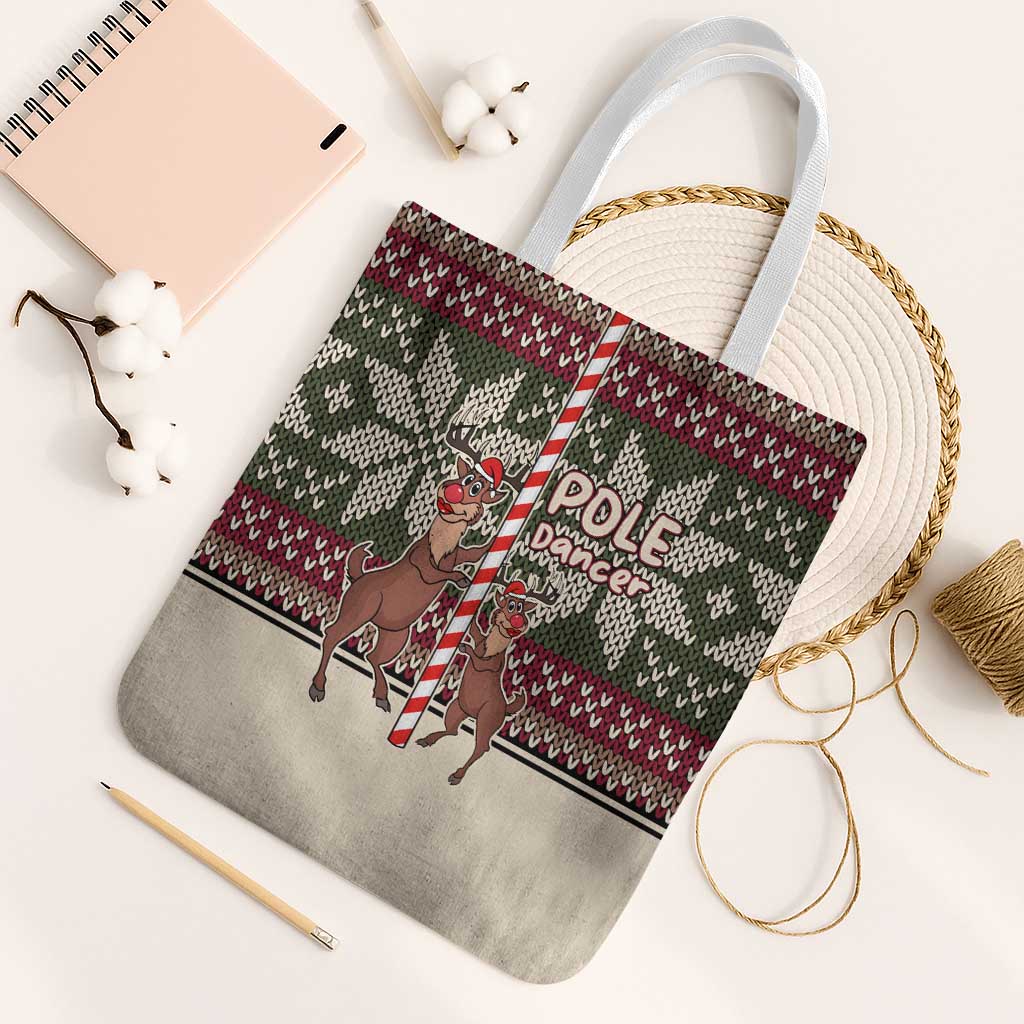 Funny Pole Dancer Reindeer Christmas Tote Bag Xmas Holiday Patterns - Wonder Print Shop