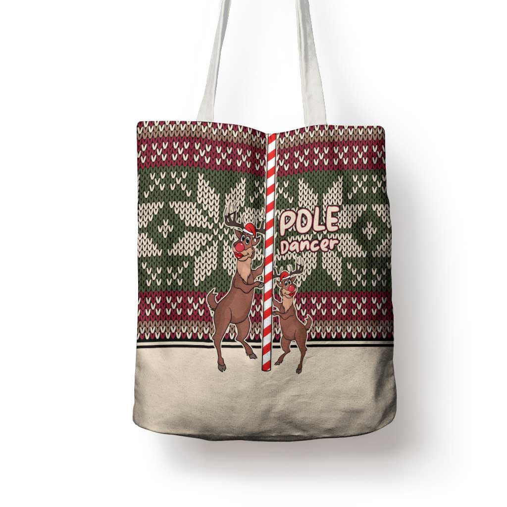 Funny Pole Dancer Reindeer Christmas Tote Bag Xmas Holiday Patterns - Wonder Print Shop