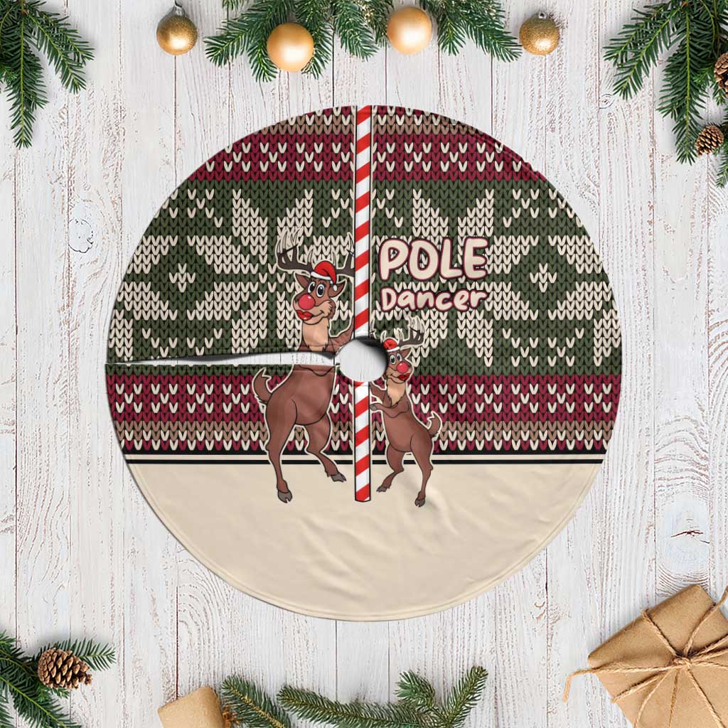 Funny Pole Dancer Reindeer Christmas Tree Skirt Xmas Holiday Patterns - Wonder Print Shop