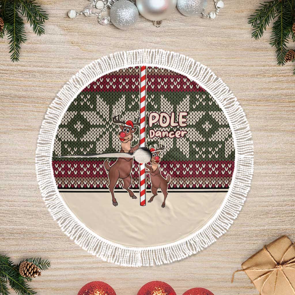 Funny Pole Dancer Reindeer Christmas Tree Skirt Xmas Holiday Patterns - Wonder Print Shop