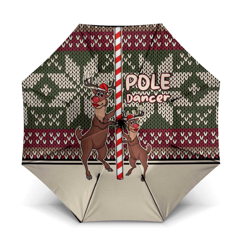 Funny Pole Dancer Reindeer Christmas Umbrella Xmas Holiday Patterns - Wonder Print Shop