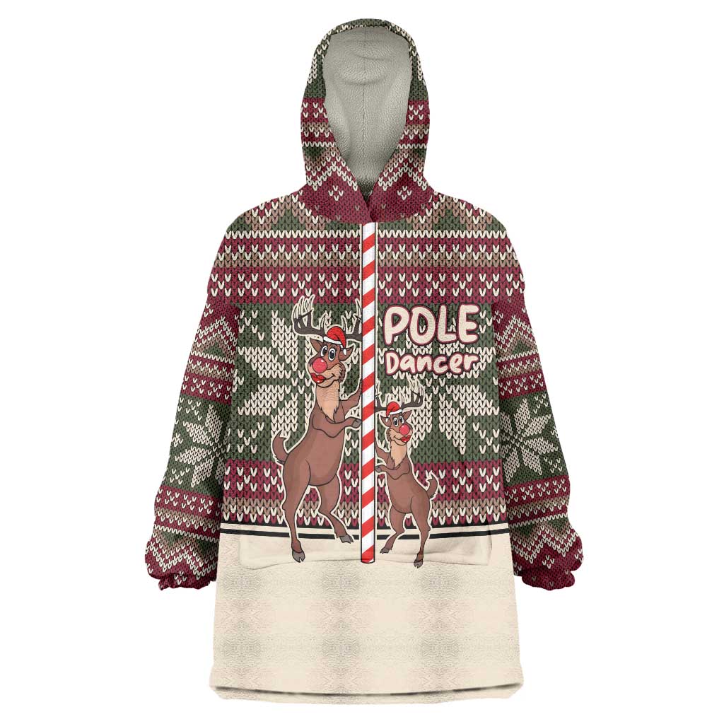 Funny Pole Dancer Reindeer Christmas Wearable Blanket Hoodie Xmas Holiday Patterns - Wonder Print Shop