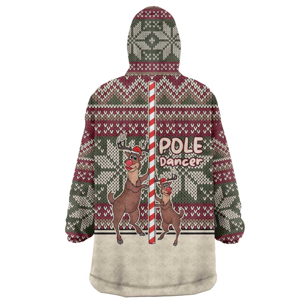 Funny Pole Dancer Reindeer Christmas Wearable Blanket Hoodie Xmas Holiday Patterns - Wonder Print Shop