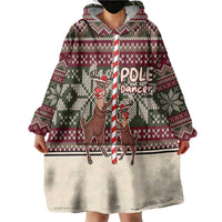 Funny Pole Dancer Reindeer Christmas Wearable Blanket Hoodie Xmas Holiday Patterns - Wonder Print Shop