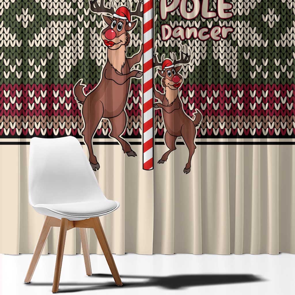 Funny Pole Dancer Reindeer Christmas Window Curtain Xmas Holiday Patterns - Wonder Print Shop