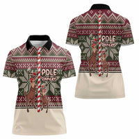 Funny Pole Dancer Reindeer Christmas Women Polo Shirt Xmas Holiday Patterns - Wonder Print Shop