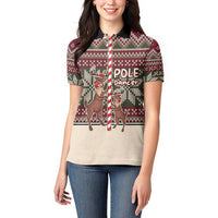Funny Pole Dancer Reindeer Christmas Women Polo Shirt Xmas Holiday Patterns - Wonder Print Shop