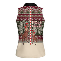 Funny Pole Dancer Reindeer Christmas Women Sleeveless Polo Shirt Xmas Holiday Patterns - Wonder Print Shop