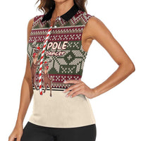 Funny Pole Dancer Reindeer Christmas Women Sleeveless Polo Shirt Xmas Holiday Patterns - Wonder Print Shop