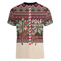 Funny Pole Dancer Reindeer Christmas Women V-Neck T-Shirt Xmas Holiday Patterns - Wonder Print Shop