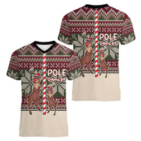 Funny Pole Dancer Reindeer Christmas Women V-Neck T-Shirt Xmas Holiday Patterns - Wonder Print Shop