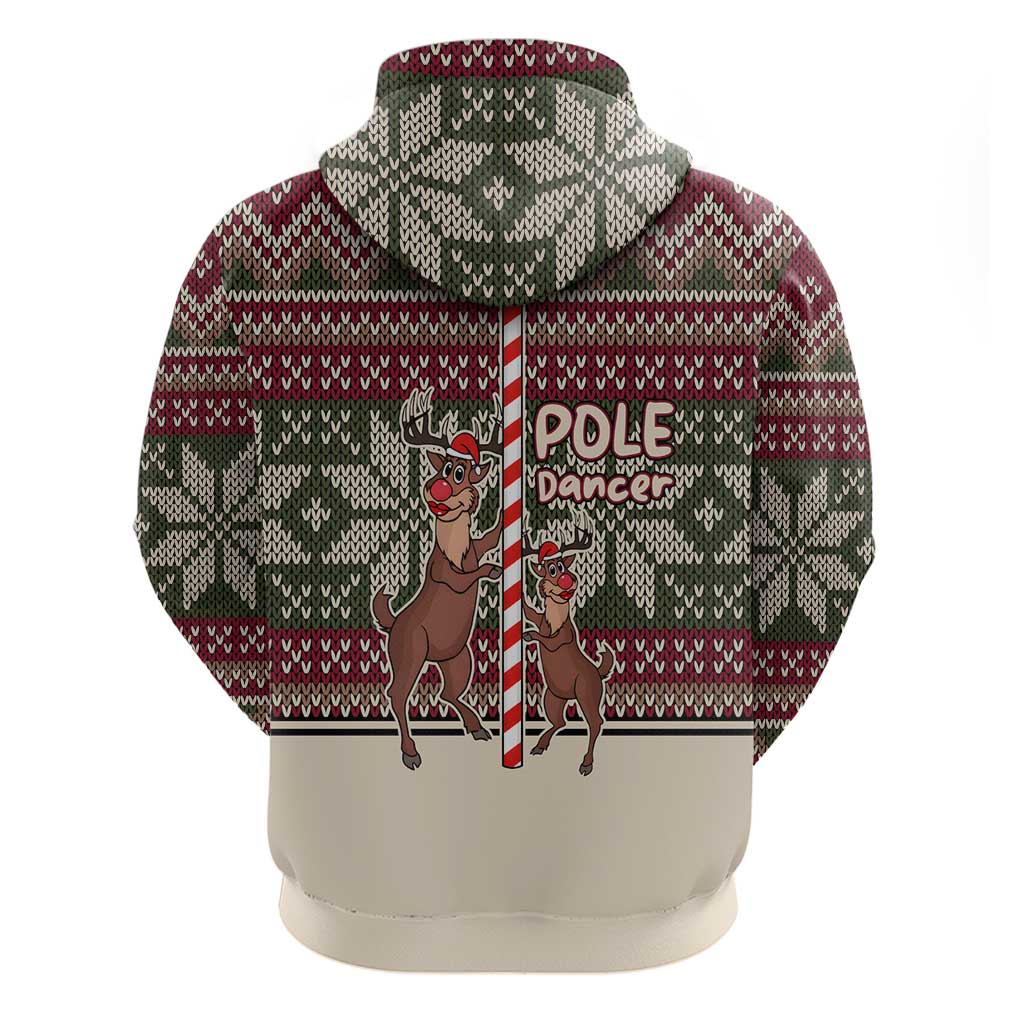 Funny Pole Dancer Reindeer Christmas Zip Hoodie Xmas Holiday Patterns - Wonder Print Shop