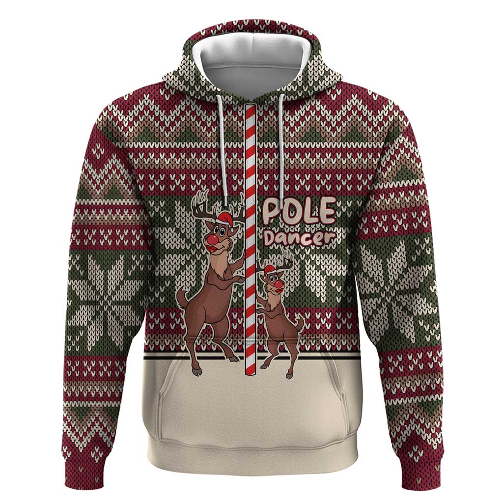 Funny Pole Dancer Reindeer Christmas Zip Hoodie Xmas Holiday Patterns - Wonder Print Shop