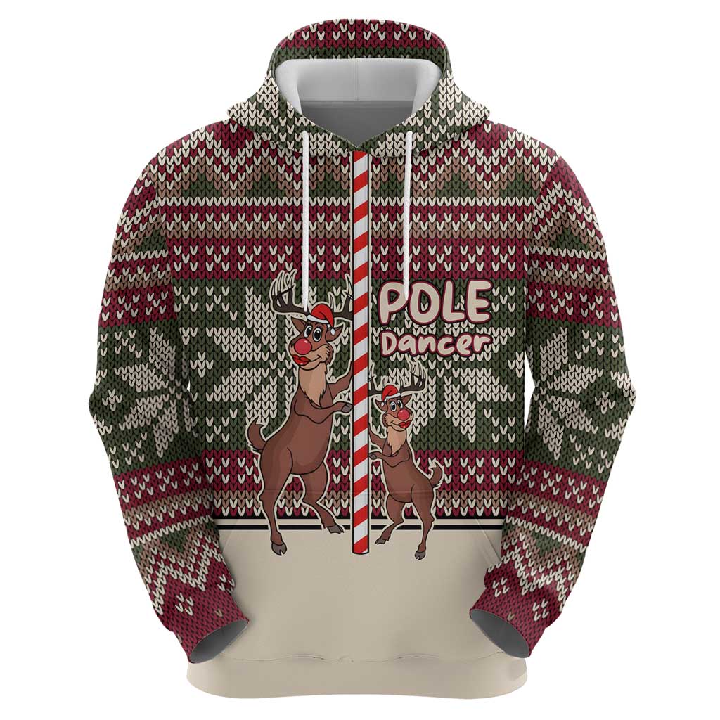 Funny Pole Dancer Reindeer Christmas Zip Hoodie Xmas Holiday Patterns - Wonder Print Shop