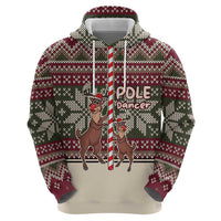 Funny Pole Dancer Reindeer Christmas Zip Hoodie Xmas Holiday Patterns - Wonder Print Shop