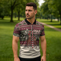 Funny Pole Dancer Reindeer Christmas Zipper Polo Shirt Xmas Holiday Patterns - Wonder Print Shop
