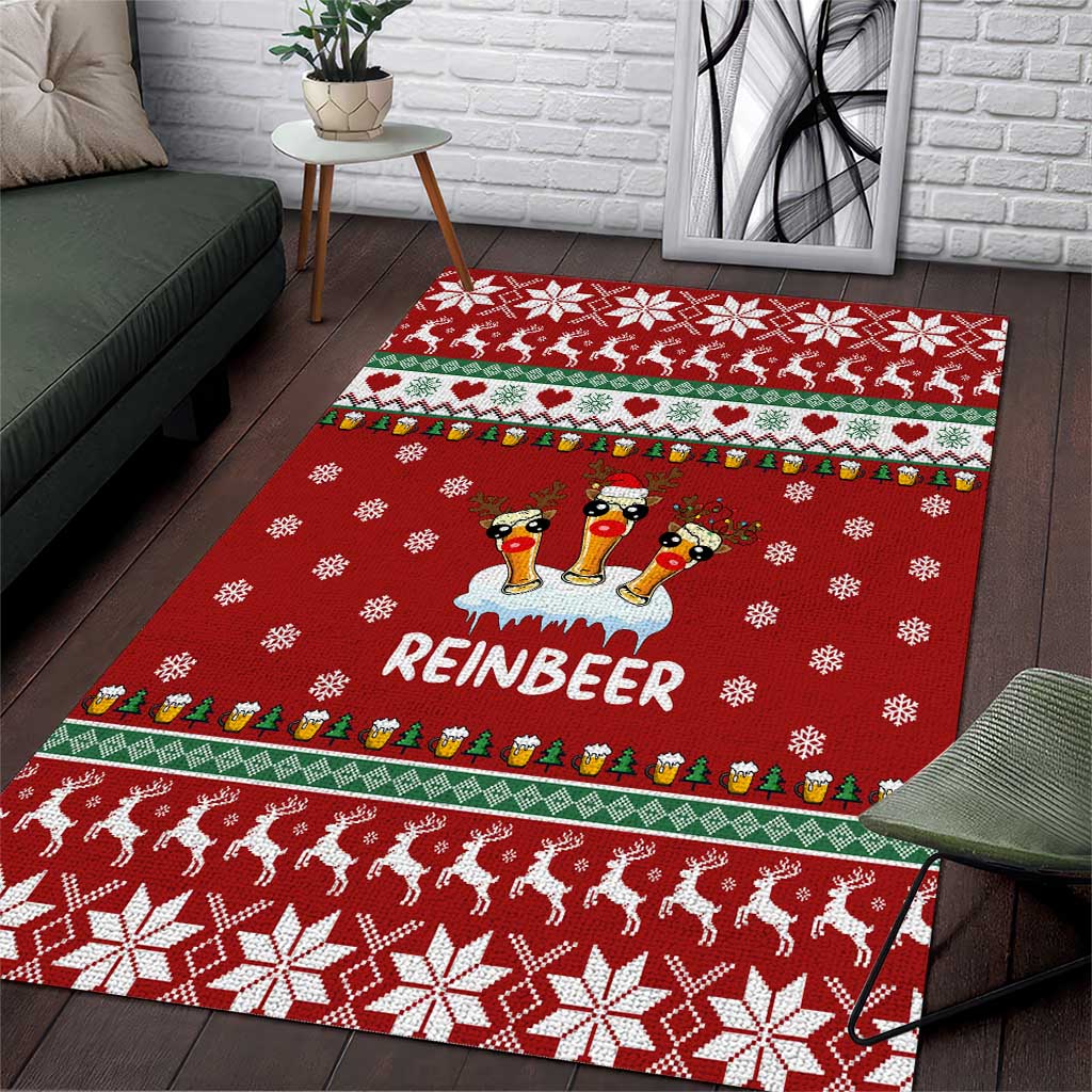 Funny Reindeer Reinbeer Christmas Area Rug Xmas Holiday Patterns - Wonder Print Shop
