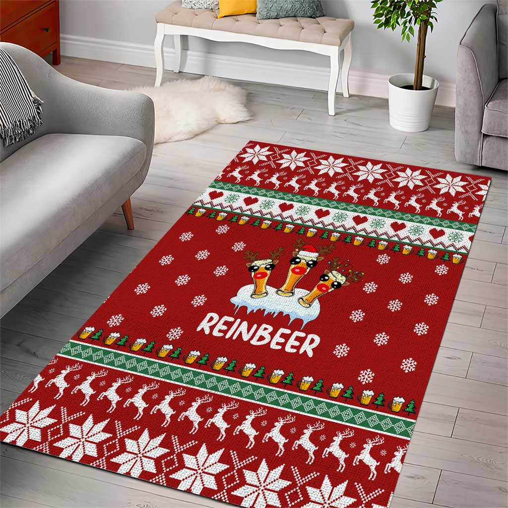 Funny Reindeer Reinbeer Christmas Area Rug Xmas Holiday Patterns - Wonder Print Shop