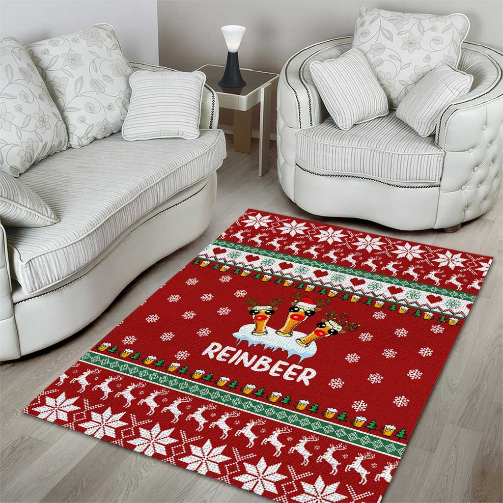 Funny Reindeer Reinbeer Christmas Area Rug Xmas Holiday Patterns - Wonder Print Shop