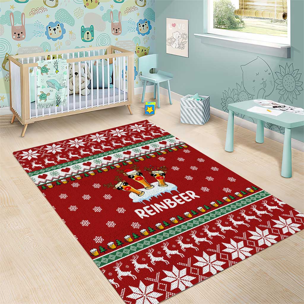 Funny Reindeer Reinbeer Christmas Area Rug Xmas Holiday Patterns - Wonder Print Shop