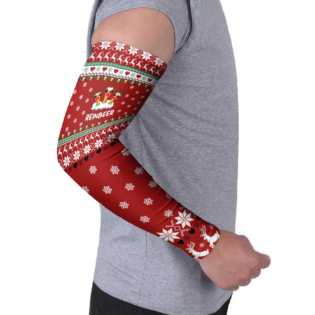 Funny Reindeer Reinbeer Christmas Arm Sleeves Xmas Holiday Patterns - Wonder Print Shop