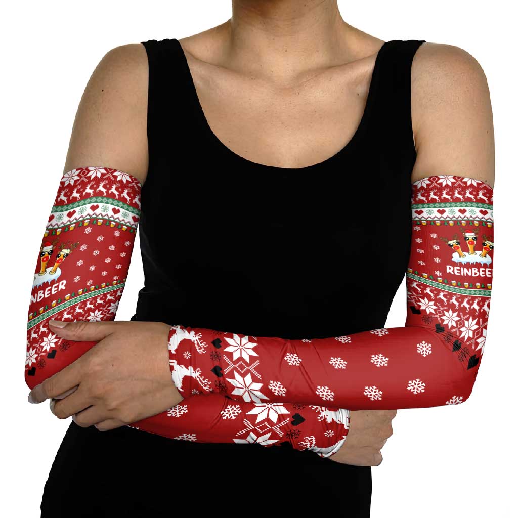 Funny Reindeer Reinbeer Christmas Arm Sleeves Xmas Holiday Patterns - Wonder Print Shop
