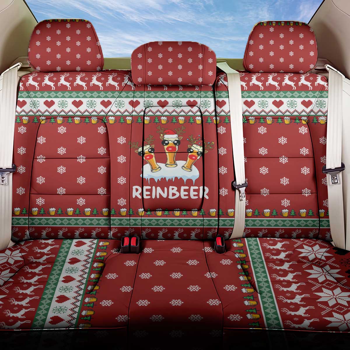 Funny Reindeer Reinbeer Christmas Back Car Seat Cover Xmas Holiday Patterns - Wonder Print Shop