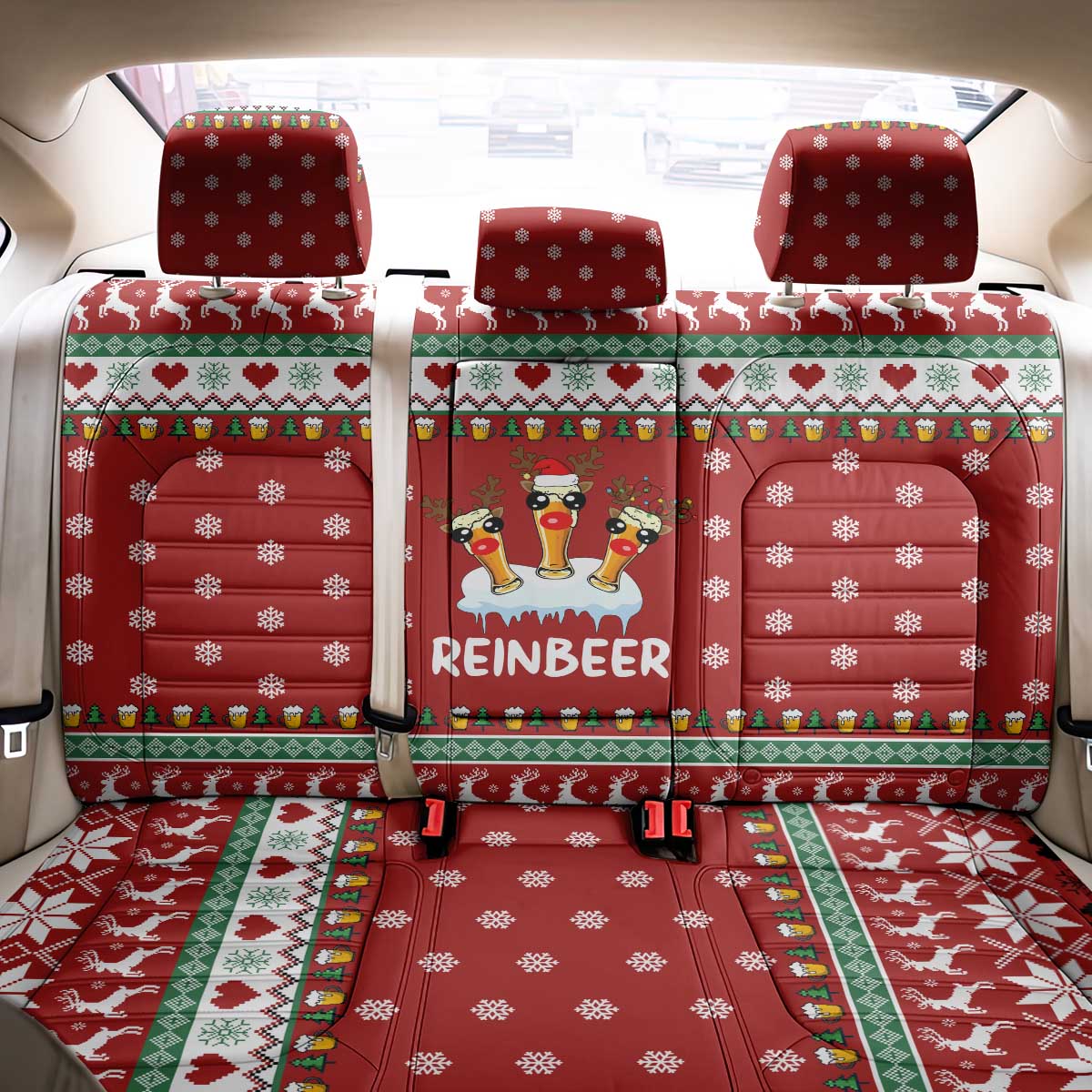 Funny Reindeer Reinbeer Christmas Back Car Seat Cover Xmas Holiday Patterns - Wonder Print Shop