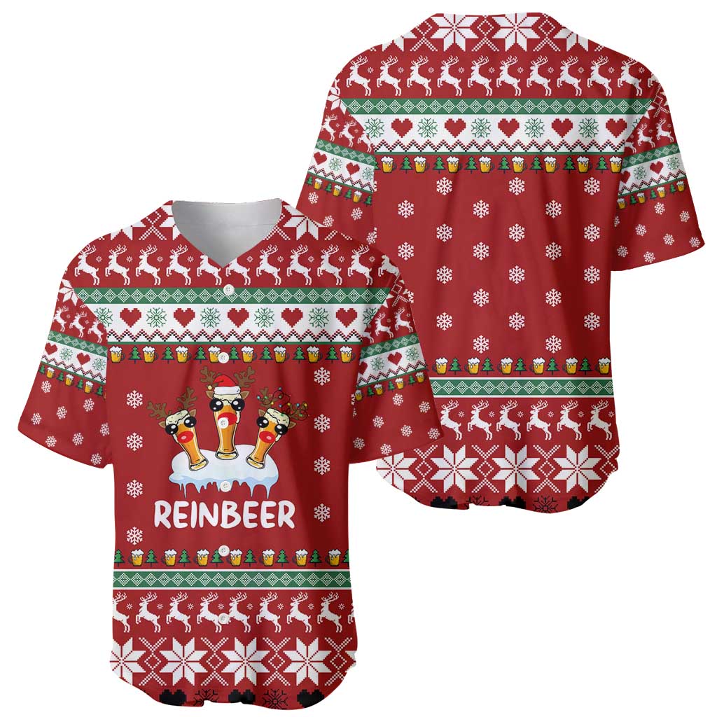 Funny Reindeer Reinbeer Christmas Baseball Jersey Xmas Holiday Patterns - Wonder Print Shop